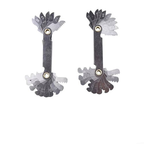 Juego de 2 medidores métricos de paso de rosca de 60°, calibre de medición de 20 piezas para medición de tornillo y rosca externa, acero inoxidable con Ch