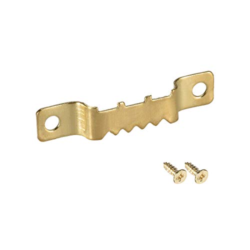 Image of uxcell Hangers, 42mm Double Hole with Screws for Picture Frame Hanging, 20 Pcs (Golden)