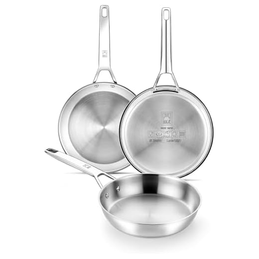 BRA Signature Set 3 Sartenes 20-24-26, Acero Inox 18/10 Profesional Sin Antiadherente, Triple Fondo Difusor Apto Todo Tipo De Cocinas E Inducción, Acabado Pulido