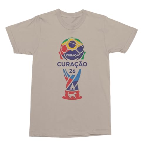 SWEET LEMONS Curacao 26 Trophy Graphic | Soccer Pride Fans Unisex T-Shirt (Sand, Small)