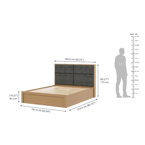 Image of Wakefit Bed | 3 Yr Warranty | Bed Queen Size, Storage Box & Foam-Cushioned Upholstery Headboard, Density: 680-750 kg /m, Termite & Borer Resistant, Fits Mattresses Up to 8 inches (Eclipse78x60- UT)