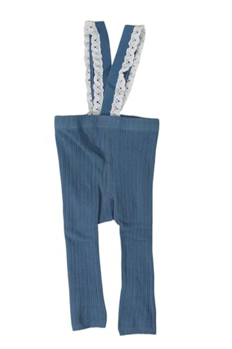 [EnDast] ブルー レースあり Mサイズ ベビー服 レギンス サスペンダー レッグウェア 無地 ハイウエスト 伸縮性 韓国子供服 春 秋 冬 かわいい 男の子 女の子 赤ちゃん 60 70 80 90 1歳 2歳（Amazon）