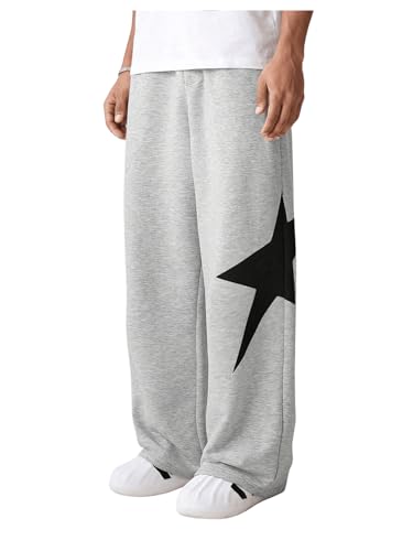 SHENHE Men's Star Print Graphic Loose Sweatpants Elastic Waist Workout Long Pants Trousers3
