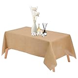YEXEXINM Natural Burlap Tablecloth, 63x108 inch Rectangle Farmhouse Jute Tablecloth for Holiday Party Home Kitchen Indoor Table