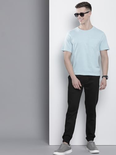 Image of The Indian Garage Co Men Slim Fit Solid Mid-Rise Stretchable Chino Joggers