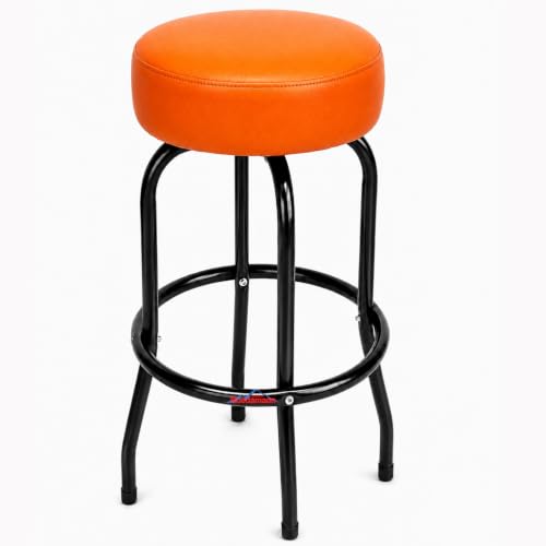 Image of Ruedamann 29 inch H Swivel Bar Stool, Orange Leatherette Padded Seat