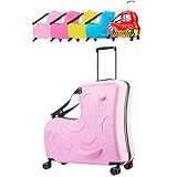 [キッズトラベル] ベビーカーキャリーケース 子供が乗れるキャリーケース 子供が乗れるスーツケース キャリーケース ダイヤルロック式 ダブルキャスターで静音 安心素材 旅行 帰省 ちょっとしたお出かけにも便利 座れるスーツケース (Mサイズ, ベビーピンク)