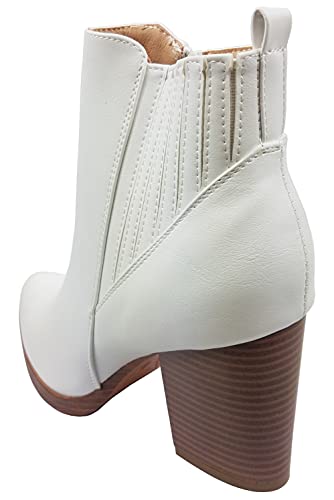 TOP Moda Womens Ankle Boots Chunky Stacked Mid Heel Elastic Chelsea3