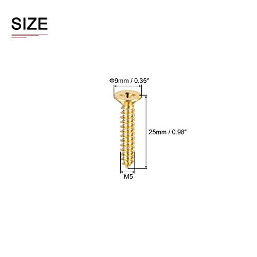 DTGN M5x25mm(DxL) Brass Phillips Wood Screws, 48Pack, Good for Wood Crafts Furniture, Countersunk Head Self-Tapping Screw - Image 2
