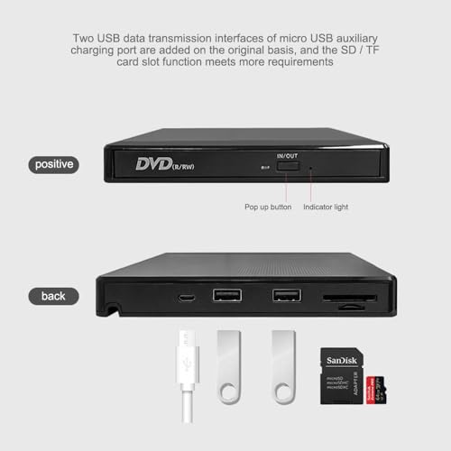 Unidad óptica externa USB 2 en 1 con lector y grabadora miniatura 3