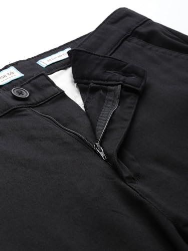 Image of The Indian Garage Co Men Regular Fit Solid Mid-Rise Stretchable Chinos