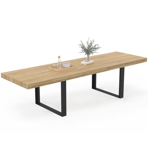 IDMarket - Mesa de comedor rectangular Phoenix 12 personas madera y negro 300 cm
