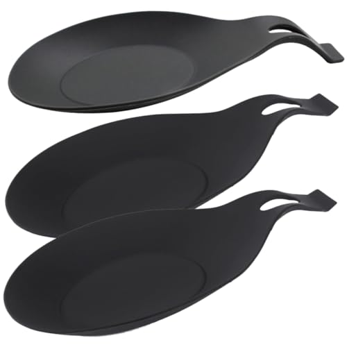 PERSELOSO 3個 シリコン製 耐熱スプーンレスト キッチン用頑丈スプーンホルダー テーブル用調理器具置き 清潔簡単収納可能