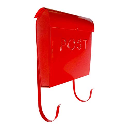 Nach Euro Series Modern Mailbox, Decorative Mail Holder, Wall Mount Mailboxes For Outside, Rust Resistant Galvanized Metal Mailbox, 12" X 11" X 4.5", Red, Mb-44766 #TOP2