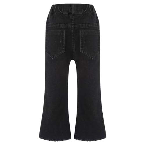 Little Kids Girls Solid Flared Denim Pants Vintage Raw Hem Bell-Bottom Jeans Legging Trousers2