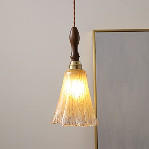 Lustre en verre et noyer pour îlot de cuisine et balcon chic