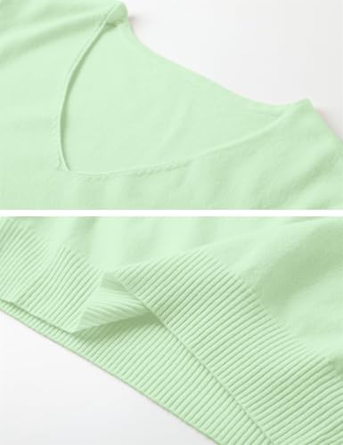 Image of DAIMIDY Women's Short Sleeve Sweater V Neck Summer Knit Tops | Business Casual Tops| Soft,Lightweight,Breathable and Comfortable| Perfect for Shopping,Date,Vacation,Daily Wear Etc.