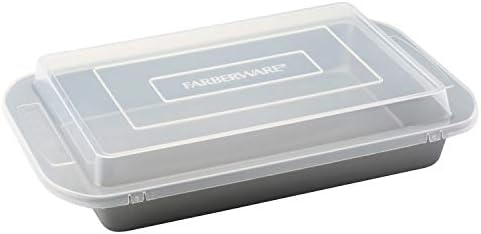 Farberware Nonstick Bakeware Baking Pan With Lid / Nonstick Cake Pan With Lid, Rectangle - 9 Inch x 13 Inch, Gray