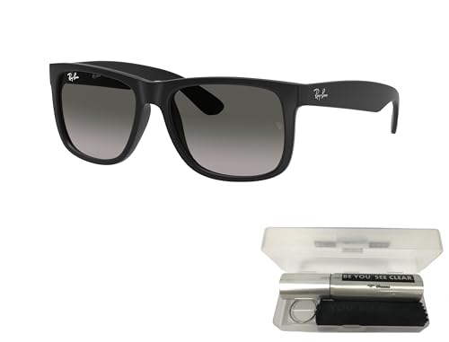 Ray-Ban RB4165 Sunglasses Bundle: RB 4165 JUSTIN 601/8G Justin Rubber Black Light Grey and Eyewear Cleaning Kit2