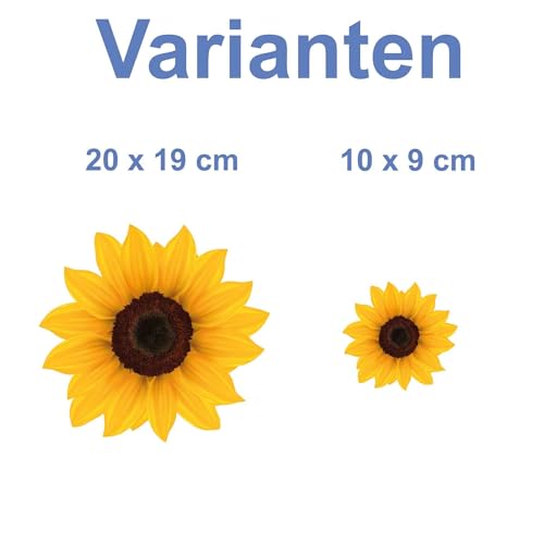 kleberio Selbstklebender Aufkleber Sticker Autoaufkleber wetterfest Blumen Mülltonne Blumenwiese Dekoration Fensterbild Fliesenaufkleber 10 x 9 cm - Gelbe Sonnenblume -