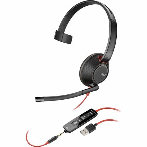 poly blackwire 5210 headset - microsoft teams certification - mono - mini-phone (3.5mm) - wired - 32 ohm - 20 hz - 20 khz - over-the-head, on-ear - monaural - supra-aural - 7.12 ft cable - noise cance