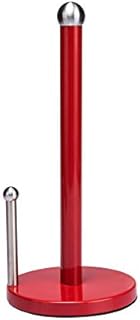 Kitchen Details Countertop Single Tear Paper Towel Holder, Free Standing, Weighted Bottom, Holds Large Rolls, Dispenser Bar Prevents Unraveling, Red