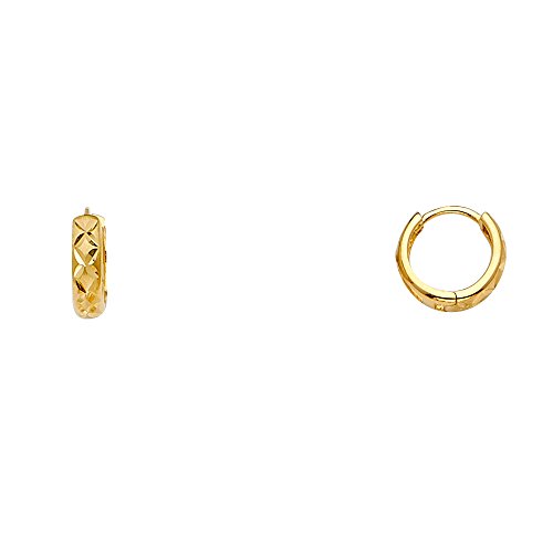 14k REAL Yellow Gold 3mm huggie Hoop Earrings (10 x 10mm)2
