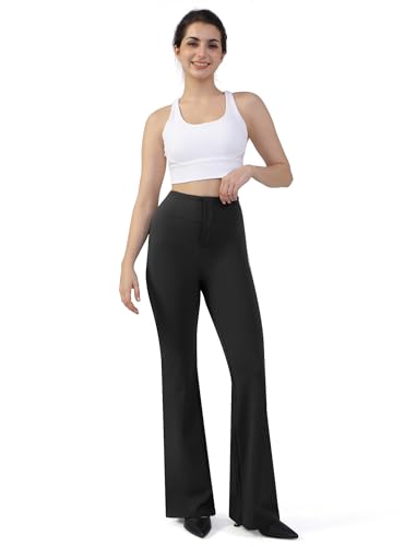 Flare Work Slacks for Women Dress Pants Pull On Stretch Work Pants Business Casual Office Trousers with Pockets3