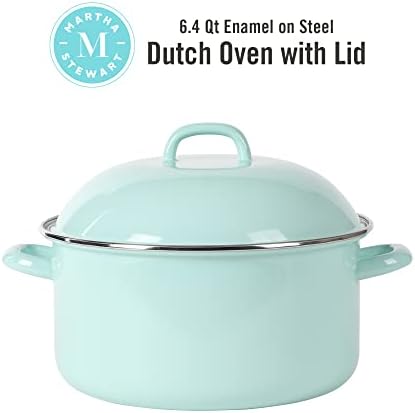 Martha Stewart Thayer 6.4-Quart Enamel On Steel Scratch Resistant Dutch Oven w/Lid - Martha Blue, Induction Safe - Thumbnail 2
