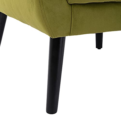 Homsof Velvet Accent Chair Modern Ergonomics Armchair Living Room Chaise Lounge Single Sofa With Black Wood Legs, One Size, Green #TOP5