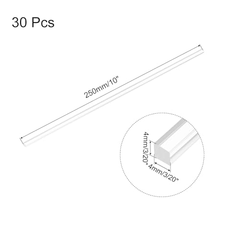 Image of MECCANIXITY 30pcs Acrylic Square Rods 3 /20 inch x 10 inch Clear Acrylic Dowel Rods Sticks Acrylic Plastic Sticks Strip for DIY Crafts Lighting Gardening Decorations - 4mm x 250mm
