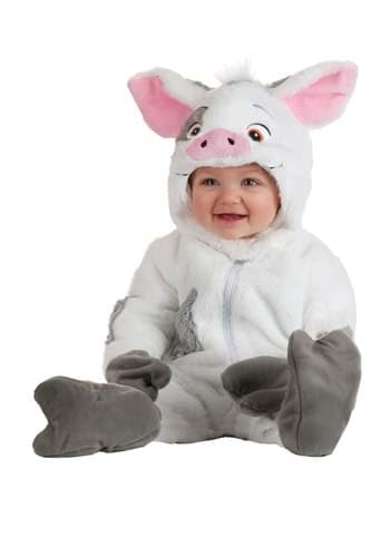 Image of Infant Disney Moana Pua Costume | Baby Pig Jumpsuit with Hood and Foot Covers | Soft and Cozy Halloween Outfit 0/3 Months