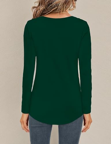 Image of Elesomo Womens T Shirts V Neck Summer Short /Long Sleeve Cotton Tops Tees