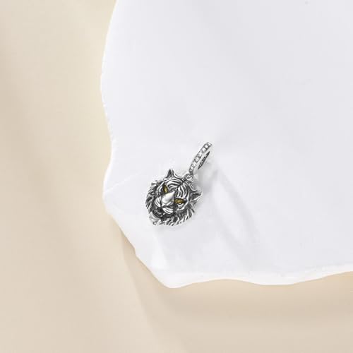 URONE Tiger Charm Beads Fits Bracelets 925 Sterling Silver Tiger Charm Pendant Animals Jewelry Gifts For Women Men4