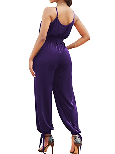 Hannahzone Women's Casual Adjustable Spaghetti Strap Jumpsuits Bodycon Sleeveless Long Pants Elegant Rompers With Pockets #TOP1