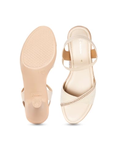 Image of Khadim's 3603666 Lightweight Durable Extra Soft Trendy Premium Stylish Lifestyle and Fancy Elastic Strap Heels For Women