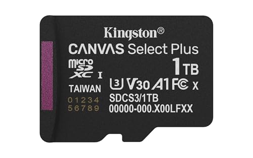 Kingston Canvas Select Plus Carte mémoire microSD 1TB micSDXC Gen3 150R A1 Adaptateur SD Non Inclus - SDCS3/1TBSP