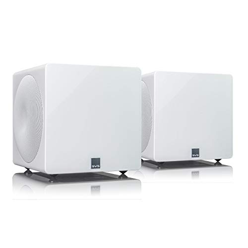 SVS 3000 Micro Sealed Subwoofers with Fully Active Dual 8-inch Drivers - Pair (Piano Gloss White)