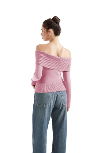 Image of SUUKSESS Women Off Shoulder Sweaters Long Sleeve Ribbed Knit Going Out Fall Tops Blouse