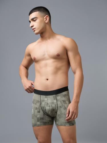 Image of TECHNOSPORT Men's Colorblock Trunks Underwear with ElastoLITE 4 Way Stretch Lightweight Breathable Moisture Wicking Soft Anti Odour Anti Microbial Comfort Fit Boxer Briefs Innerwear for Men