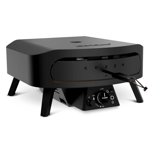 Cozze® 17\ Pizzaofen Gas Schwarze Edition mit rotierender Pizzastein Ø43 cm - 600°C, Pizza in 2 Minuten