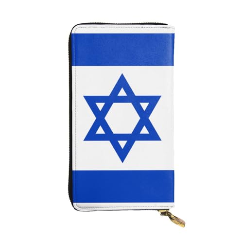 Israeli Flag Prints Leather Long Clutch Wallet for Fashionable Girls and Women - Durable, Stylish, and Functional, Black, One Size