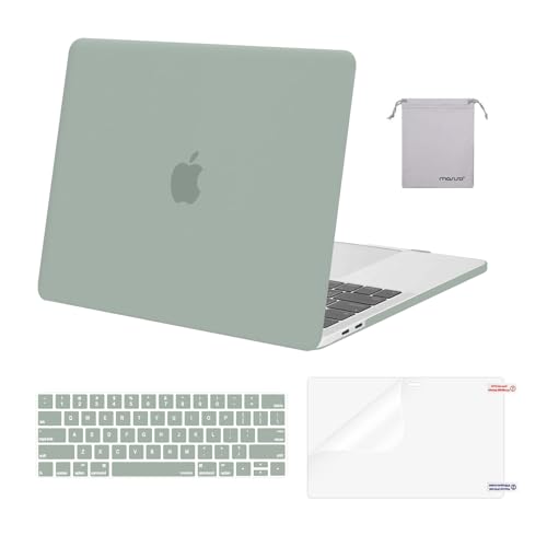 MOSISO Compatible with MacBook Pro 15 inch Case 2019 2018 2017 2016 Release A1990 A1707 with Touch Bar, Plastic Hard Shell Case & Keyboard Cover & Screen Protector & Storage Bag, Antique Green