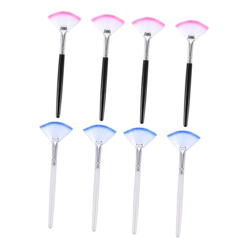 FOYTOKI 8Pcs Long Handle Fan Shaped Facial Mask Brush Ergonomic Makeup Tools for Skincare DIY Masks Soft Bristles for Smooth Application for Face Eye Masks