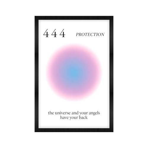 Image of 444 Protection Premium Framed Wall Poster (12x18 Inch) | inchThe Universe and Your Angels Have Your Back inch Inspirational Wall Art | Spiritual & Positive Energy Decor for Bedroom, Living Room, Office & Workspace | Ready-to-Hang Display Frame