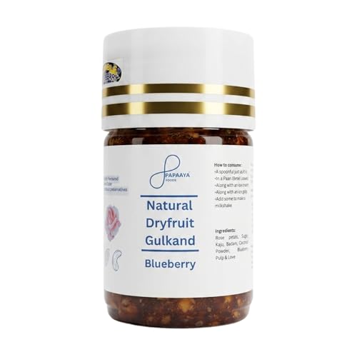 Image of Papaaya Foods Natural Dryfruit Gulkand Blueberry Flavor with Cashews Almonds Fruit Pulp Fusion Sweet Preserve for Daily Use | Size -125gm
