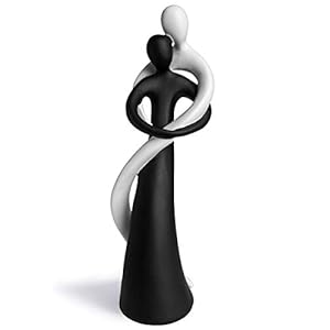 Couple harmonieux en Noir et Blanc – Sculpture Peinte à la Main de 27cm de Haut – Statue élégante comme Symbole d’amour et d’affection – Figure décorative Parfaite comme Cadeau