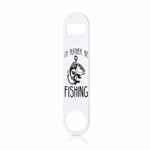 TASDANA Fish Stainless Steel Bottle Opener I'D Rather Be Fishings Lettering Flat Beer Bottle Opener Keychain for Home Kitchen Bar Restaurant Party Birthday Gift