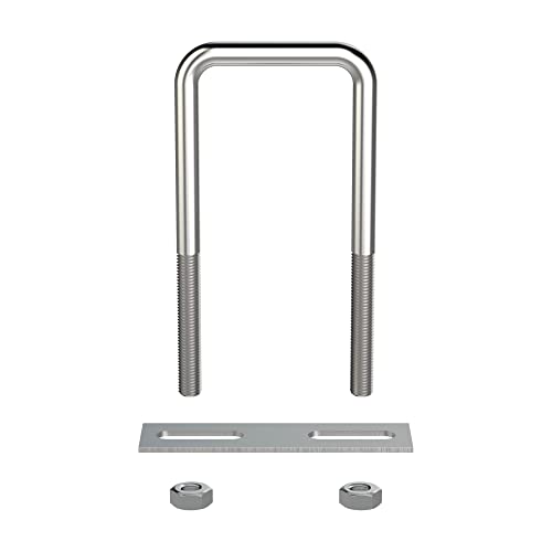 Image of 4 Sets 304 Stainless Steel Square U-Bolts Stainless with M8 Nuts, Frame Plate, Accessories for Automobiles Trailer, Boat Trailer Industrial Parts (50X120mm (W*L))