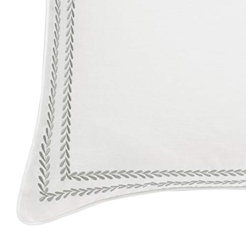 Image of Laura Ashley - Euro Shams, 100% Smooth Cotton with Envelope Closure, Throw Pillow Cover for Bed or Couch, Oeko-Tex Certified, Set of 2 (Stitched Vine Leaf Grey, 26 inch x 26 inch)